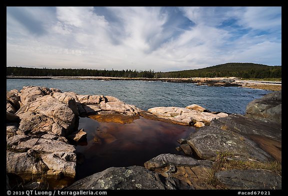 Pool, Arey Cove, and Schoodic Head from Little Moose Island. Acadia National Park (color)