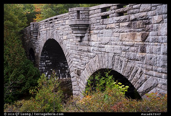 Tripled-arched Duck Brook Bridge. Acadia National Park (color)
