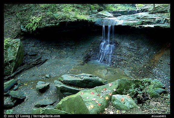 Blue Hen falls dropping over ledge in autumn. Cuyahoga Valley National Park, Ohio, USA.