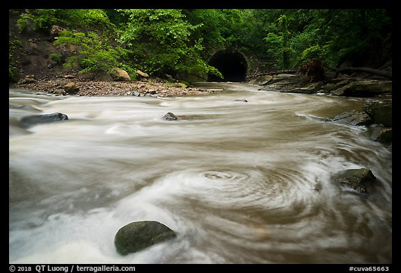 Eddies in Tinkers Creek above Viaduct Bridge, Bedford Reservation. Cuyahoga Valley National Park (color)