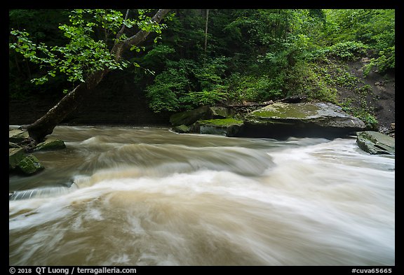 Tinkers Creek cascade, high flow, Bedford Reservation. Cuyahoga Valley National Park (color)