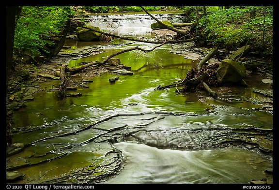 Cascade and reflections, Deerlick Creek, Bedford Reservation. Cuyahoga Valley National Park (color)