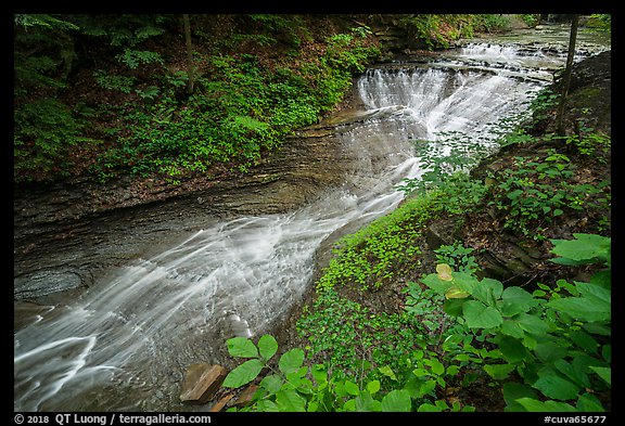 Bridal Veil Falls, Deerlick Creek, high flow, Bedford Reservation. Cuyahoga Valley National Park (color)