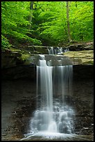 Blue Hen Falls dropping over ledge in summer. Cuyahoga Valley National Park ( color)