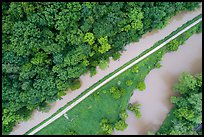 Aerial view of Ohio Erie Canal, Towpath Trail and Cuyahoga River. Cuyahoga Valley National Park ( color)