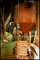 Distributor and bags of bird seeds in Wilson Mill. Cuyahoga Valley National Park, Ohio, USA.