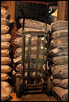 Bags of bird seeds in Wilson Feed Mill. Cuyahoga Valley National Park ( color)