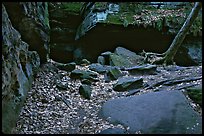 Ice box cave in a cliff at The Ledges. Cuyahoga Valley National Park, Ohio, USA. (color)