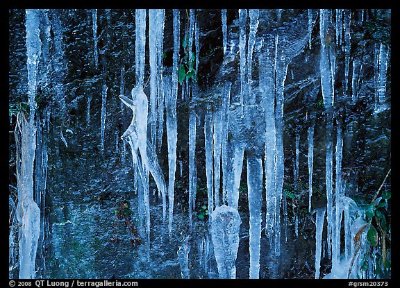 Icicles and rock wall. Great Smoky Mountains National Park (color)