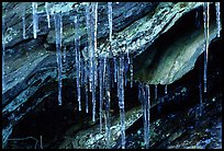 Rock, Icicles and snow, Tennessee. Great Smoky Mountains National Park, USA.