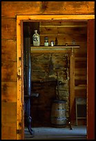 Room seen through doorway inside cabin, Cades Cove, Tennessee. Great Smoky Mountains National Park ( color)