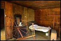 Cabin interior with rural historic furnishings, Cades Cove, Tennessee. Great Smoky Mountains National Park, USA. (color)