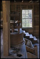 Main room of Mingus Mill, North Carolina. Great Smoky Mountains National Park, USA.