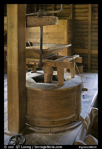 Grist stone, Mingus Mill, North Carolina. Great Smoky Mountains National Park (color)