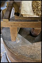 Corn being grinded into flour, Mingus Mill, North Carolina. Great Smoky Mountains National Park, USA. (color)