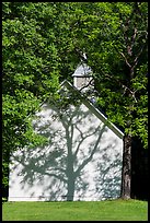 Palmer Chapel with tree shadow, Big Cataloochee, North Carolina. Great Smoky Mountains National Park ( color)