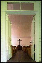 Palmer Chapel doorway and interior,  Cataloochee, North Carolina. Great Smoky Mountains National Park ( color)