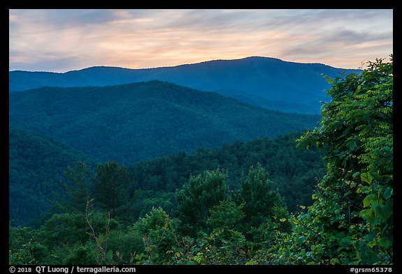 Mount Sterling at sunset from Cataloochee Overlook, North Carolina. Great Smoky Mountains National Park (color)