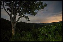 View from Cataloochee Overlook at night, North Carolina. Great Smoky Mountains National Park, USA.