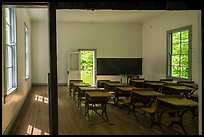 Old-style school desks inside  Beech Grove School, Cataloochee, North Carolina. Great Smoky Mountains National Park ( color)