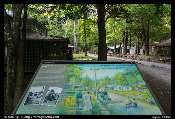 Back to Nature interpretive sign, Elkmont, Tennessee. Great Smoky Mountains National Park, USA.