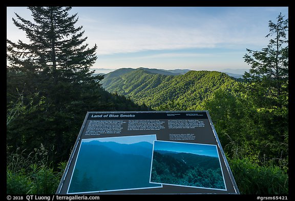 Land of blue smoke interpretive sign, North Carolina. Great Smoky Mountains National Park (color)