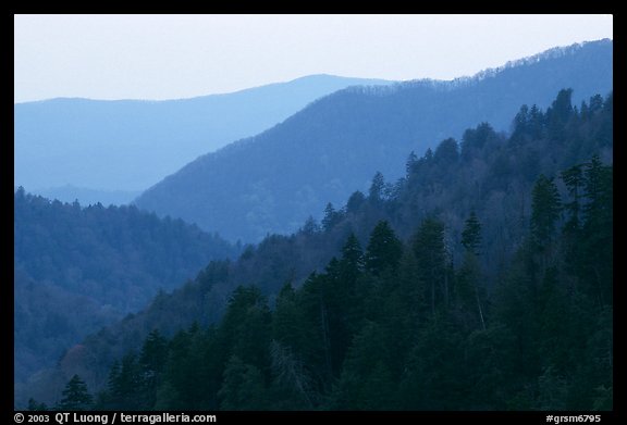 Ridges from Morton overlook, dusk, Tennessee. Great Smoky Mountains National Park, USA.