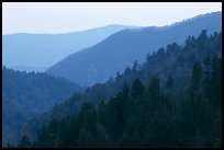 Ridges from Morton overlook, dusk, Tennessee. Great Smoky Mountains National Park, USA. (color)