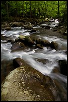 Boulders in confluence of rivers, Greenbrier, Tennessee. Great Smoky Mountains National Park, USA. (color)