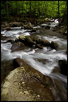 Boulders in confluence of rivers, Greenbrier, Tennessee. Great Smoky Mountains National Park, USA.