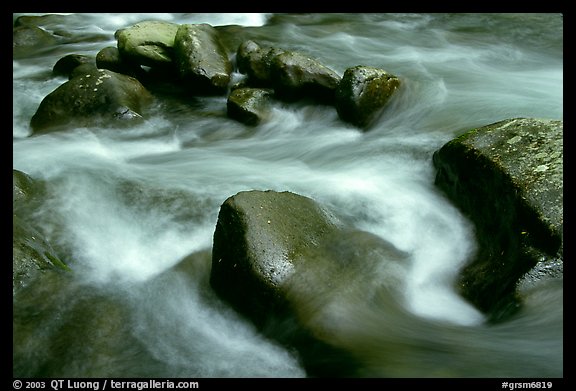 Rocks in river, Greenbrier, Tennessee. Great Smoky Mountains National Park, USA.