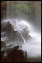 Misty water falling on dark rocks, Grotto falls, Tennessee. Great Smoky Mountains National Park ( color)