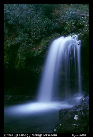 Grotto falls in darkness of dusk, Tennessee. Great Smoky Mountains National Park, USA.