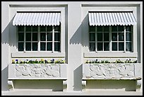 Windows and shades, Ozark Baths. Hot Springs National Park, Arkansas, USA. (color)