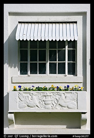 Window and shades, Ozark Baths. Hot Springs National Park (color)