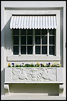 Window and shades, Ozark Baths. Hot Springs National Park, Arkansas, USA.