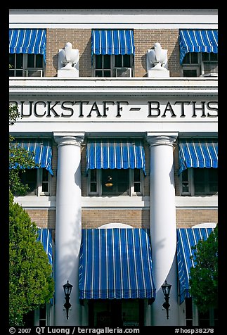 Blue shades, Buckstaff Baths. Hot Springs National Park, Arkansas, USA.