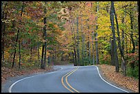 Windy road and fall colors on West Mountain. Hot Springs National Park, Arkansas, USA. (color)