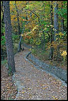 Built trail and fall colors, Hot Spring Mountain. Hot Springs National Park, Arkansas, USA. (color)