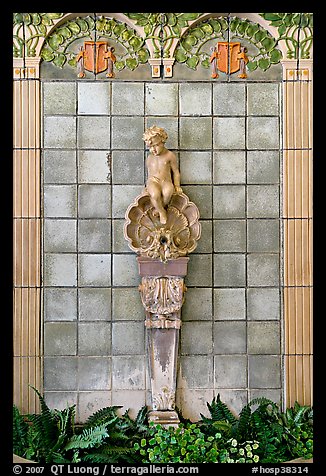 Cherub fountain adorning lobby, Fordyce Baths. Hot Springs National Park, Arkansas, USA.