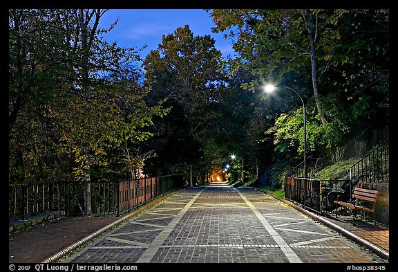 Grand Promenade at dusk. Hot Springs National Park, Arkansas, USA.