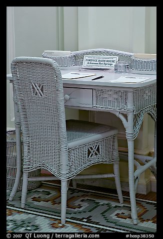 Desk in assembly room, Fordyce Bathhouse. Hot Springs National Park (color)