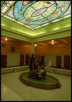 Court with stained glass roof in Fordyce bathhouse. Hot Springs National Park, Arkansas, USA. (color)