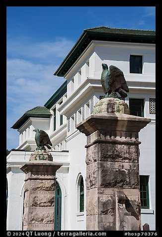 Columns toped with eagles. Hot Springs National Park (color)