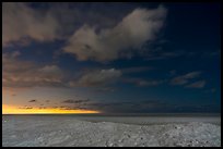 Distant Chicago skyline from West Beach at night. Indiana Dunes National Park, Indiana, USA.