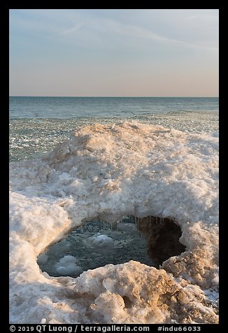 Opening in shelf ice. Indiana Dunes National Park (color)