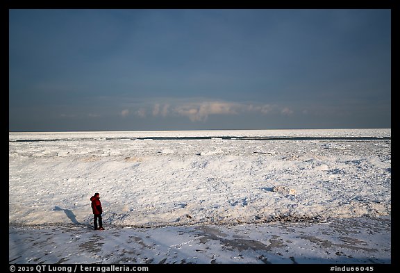 Visitor looking, Mt Baldy Beach. Indiana Dunes National Park (color)