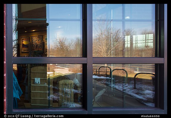 Window reflexion, Visitor Center. Indiana Dunes National Park (color)