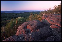 Eroded granite blocs on Mount Franklin at sunset. Isle Royale National Park, Michigan, USA.