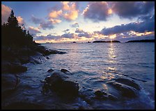 Rocks and cove at sunrise. Isle Royale National Park ( color)